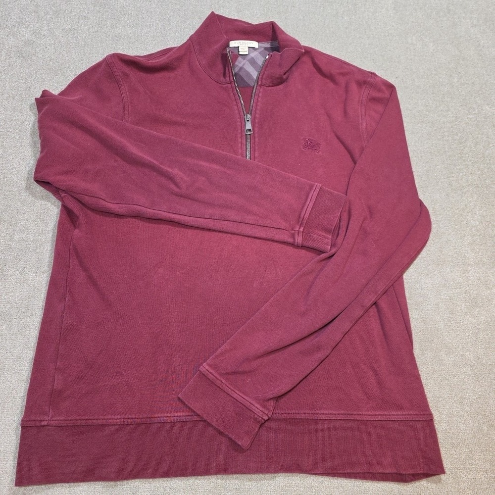 Burberry Brit Burgundy Cotton Quarter/Half Zip Pullover Sweater Size Xl